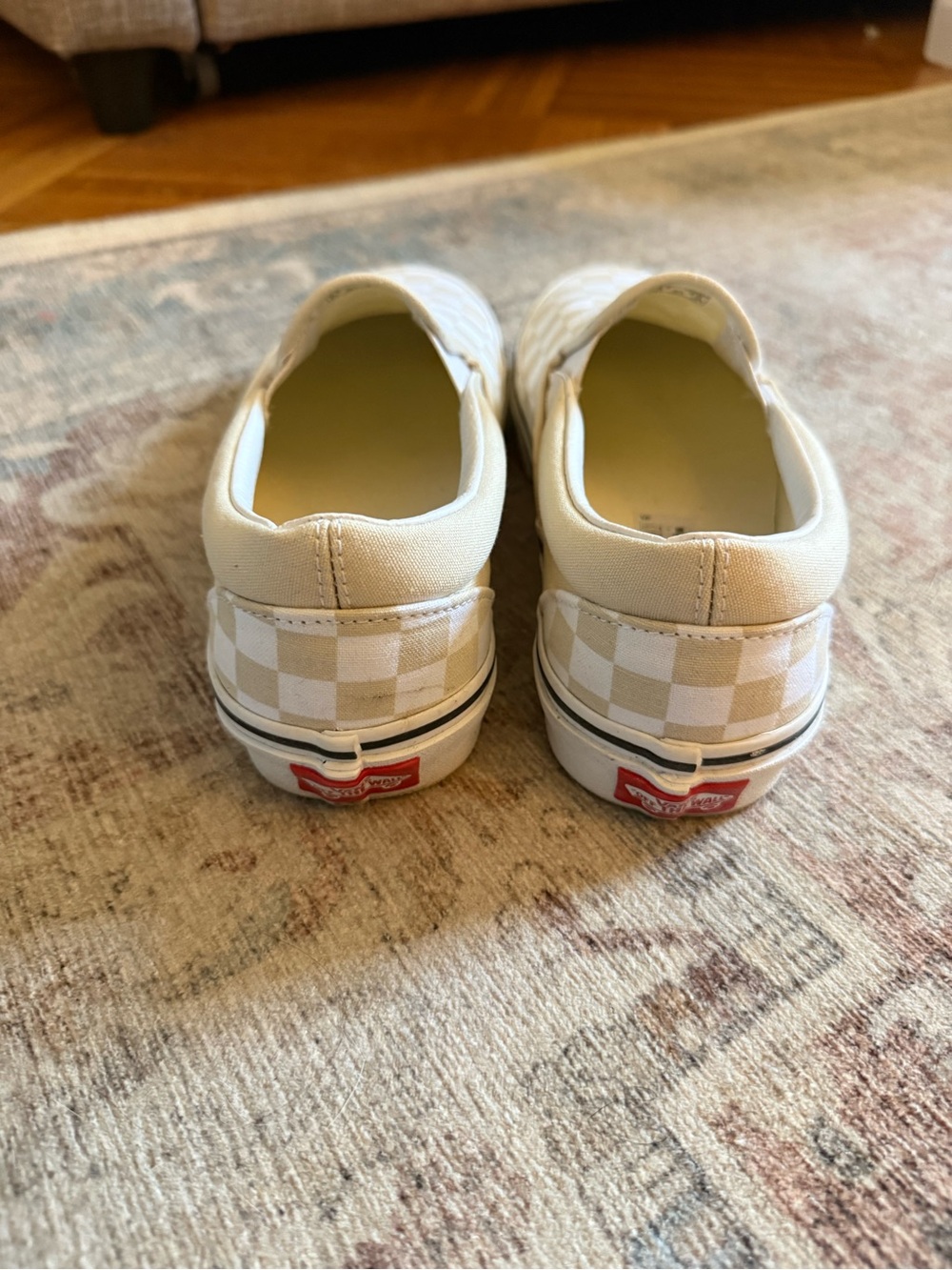 Vans Classic Slip-On Checkerboard in Cream and White - Picture 3 of 6